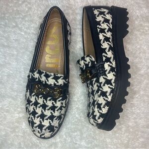 Sam Edelman circus Deana platform black white houndstooth loafers
